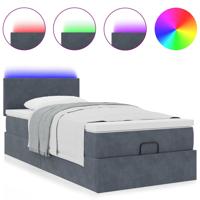 Ottoman bed met matras en LED's 100x200 cm fluweel donkergrijs - thumbnail