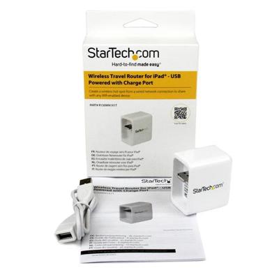 StarTech.com Mobiele draadloze WiFi reisrouter voor iPad® / tablet/laptop - USB aangedreven met laadpoort - 802.11n WISP router