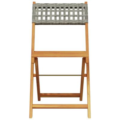 Tuinstoelen 6 st inklapbaar poly rattan en massief hout grijs