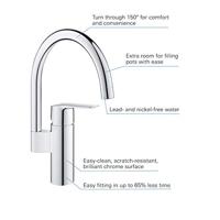 Grohe QuickFix Start verhoogde keukenmengkraan rond chroom - thumbnail