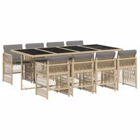 9-delige Tuinset met kussens poly rattan gemengd beige - thumbnail