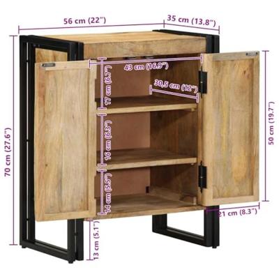 Schoenenkast met plank Bruin 56 x 35 x 70 cm Massief mangohout