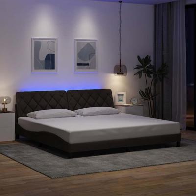 Bedframe met LED zonder matras 200x200 cm stof donkerbruin