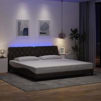 Bedframe met LED zonder matras 200x200 cm stof donkerbruin - thumbnail