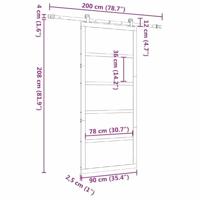 Schuifdeur Bruin 90 x 208 cm Massief grenenhout - thumbnail