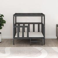 Hondenmand 105,5 x 83,5 x 100 cm massief grenenhout grijs - thumbnail