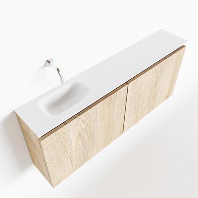 MONDIAZ TURE 120cm toiletmeubel washed oak. EDEN wastafel talc links geen kraangat
