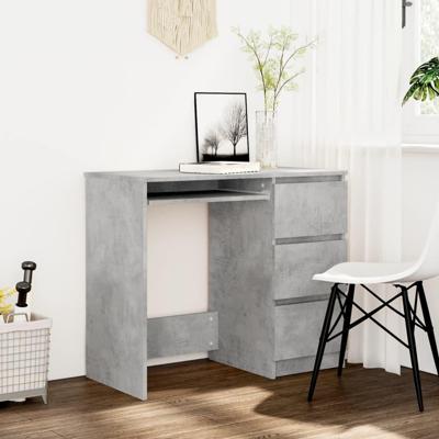Bureau 90x45x76 cm bewerkt hout betongrijs Bureau 90x45x76 cm bewerkt hout betongrijs