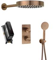 Ben Engraved Line inbouw regendoucheset met 4 straalsoorten Ø25cm geborsteld koper pvd - thumbnail