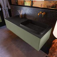 Badkamermeubelset Mondiaz Erin 120 cm met 1 Lade met RIDGE Wastafel Rechts Urban Zonder Kraangaten Greeploos Mat Army - thumbnail