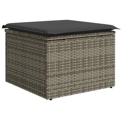 7-delige Loungeset met kussens poly rattan grijs - thumbnail