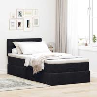 Ottoman bed met matras 80x200cm fluweel zwart - thumbnail