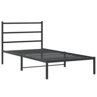 Bedframe met hoofdbord metaal zwart 100x190 cm - thumbnail