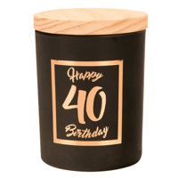 Geurkaars klein roze/zwart - 40 jaar - thumbnail