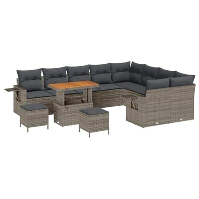 Tuinbankenset 12 pcs Grijs poly rattan