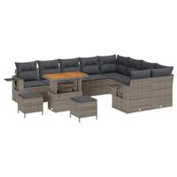 Tuinbankenset 12 pcs Grijs poly rattan - thumbnail