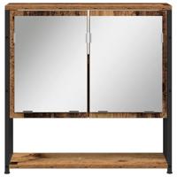 Badkamer Wastafelmeubel met Ingebouwde Wasbak in Oud Hout - thumbnail