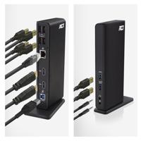 ACT Connectivity USB-C of USB-A Dual Monitor Docking Station dockingstation - thumbnail