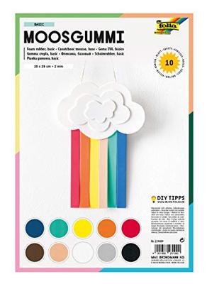 Folia mosgummi pak van 10 blad in 10 geassorteerde kleuren