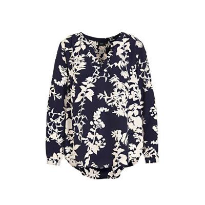 Zizzi gebloemde top Java donkerblauw/ecru