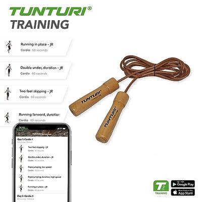 Tunturi Springtouw Pro l leer l houten handvatten l 275 cm l bruin