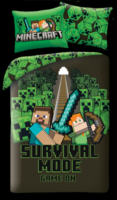 Minecraft Dekbedovertrek survival - 140 x 200 cm - 70 x 90 cm - Polyester Minecraft Dekbedovertrek survival - 140 x 200 cm - 70 x 90 cm - Polyester