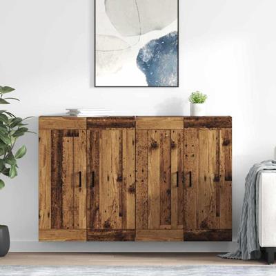 Wandkasten 2 pcs Oud Hout 69,5 x 34 x 90 cm Bewerkt hout