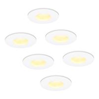 Set van 6 Barcelona - LED platte inbouwspots met lage inbouwdiepte 60mm - 6 Watt 570 Lumen - 2700K Warm wit - GU10 LED Module - Dimbaar - Rond - IP44 voor badkamer, buiten en binnen - Wit - thumbnail