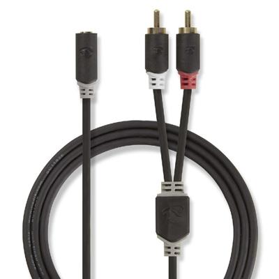 Nedis CABW22255AT02 Stereo Audiokabel 2x Rca Male - 3,5 Mm Female 0,2 M Antraciet