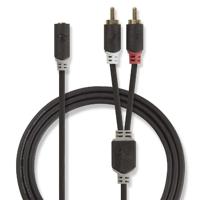 Nedis CABW22255AT02 Stereo Audiokabel 2x Rca Male - 3,5 Mm Female 0,2 M Antraciet - thumbnail