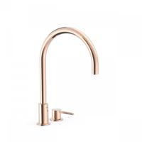 Wastafelmengkraan Tres Study Exclusive 37,3 cm 2-Gats 1-Hendel Uitloop Gebogen Rond Rosé Goud Tres - thumbnail