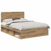 Bedframe Ambachtelijk eiken 140 x 190 cm Massief grenenhout - thumbnail