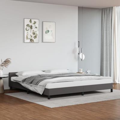 Bedframe met hoofdbord kunstleer grijs 200x200 cm Bedframe met hoofdbord kunstleer grijs 200x200 cm