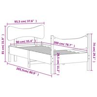 Bedframe zonder matras massief grenenhout wit 90x200 cm - thumbnail