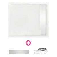 Douchevloer Xenz Easy Tray | 80x80 cm | Incl.Gootcover en Afvoersifon | Acryl | Vierkant | Wit glans - thumbnail