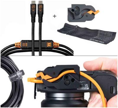 Tether Tools LeverLock & Cable Kit, Optima 10G, 15&apos; (4.6m), straight black