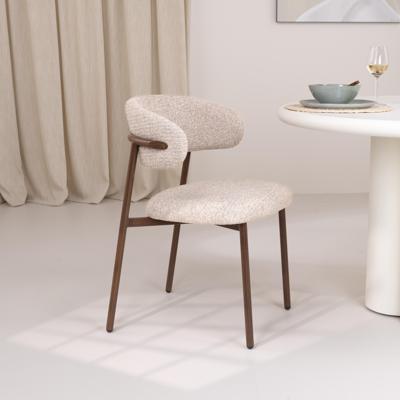 Livingfurn Eetkamerstoel 'Micah' Stof en walnoot, kleur Hush