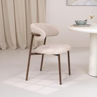 Livingfurn Eetkamerstoel 'Micah' Stof en walnoot, kleur Hush - thumbnail