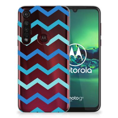 Motorola Moto G8 Plus TPU bumper Zigzag Blauw Motorola Moto G8 Plus TPU bumper Zigzag Blauw