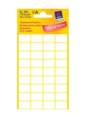 Avery Witte etiketten ft 18 x 12 mm (b x h), 216 stuks