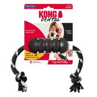 KONG EXTREME DENTAL MET TOUW ZWART / WIT 12X5X5 CM - thumbnail