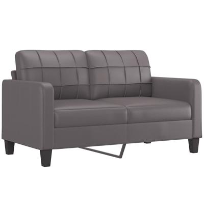 3-delige Loungeset met kussens kunstleer grijs - thumbnail