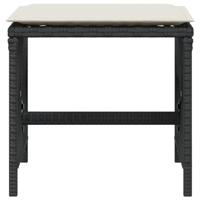 Tuinkrukken 4 st met kussens 41x41x36 cm poly rattan zwart - thumbnail