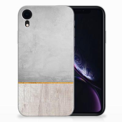Apple iPhone Xr | Bumper Hoesje | Wood Concrete Apple iPhone Xr | Bumper Hoesje | Wood Concrete