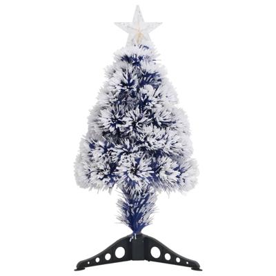 VidaXL Kunstkerstboom met verlichting 64 cm glasvezel wit en blauw