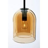 Lyora HanglampVelor enkel zwart met amber glas - 9236730 - thumbnail