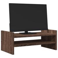 Monitorstandaard 50x27x20 cm bewerkt hout bruin eikenkleurig - thumbnail
