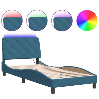 Bedframe met LED-verlichting fluweel blauw 160x200 cm - thumbnail