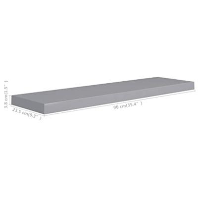 Wandschappen zwevend 2 st 90x23,5x3,8 cm MDF grijs Wandschappen zwevend 2 st 90x23,5x3,8 cm MDF grijs