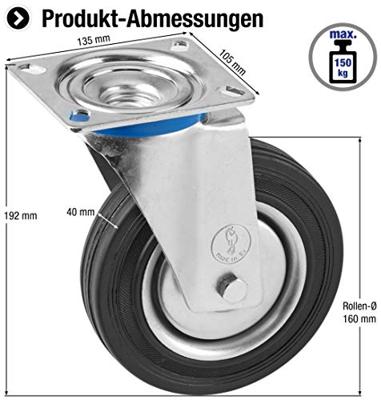Metafranc Zwenkwiel Rubber 160Mm Vz W - WU0800910 Metafranc Zwenkwiel Rubber 160Mm Vz W - WU0800910